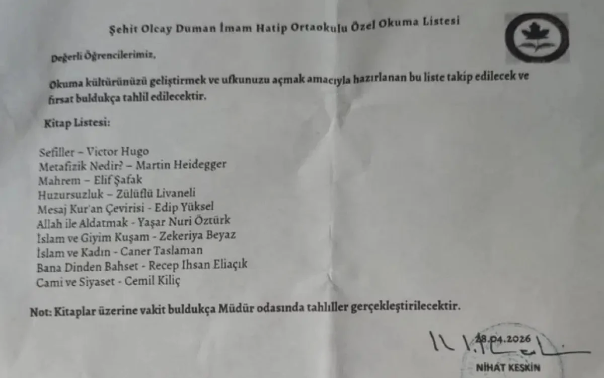 İmam Hatip Ortaokulundaki kitap listesine soruşturma