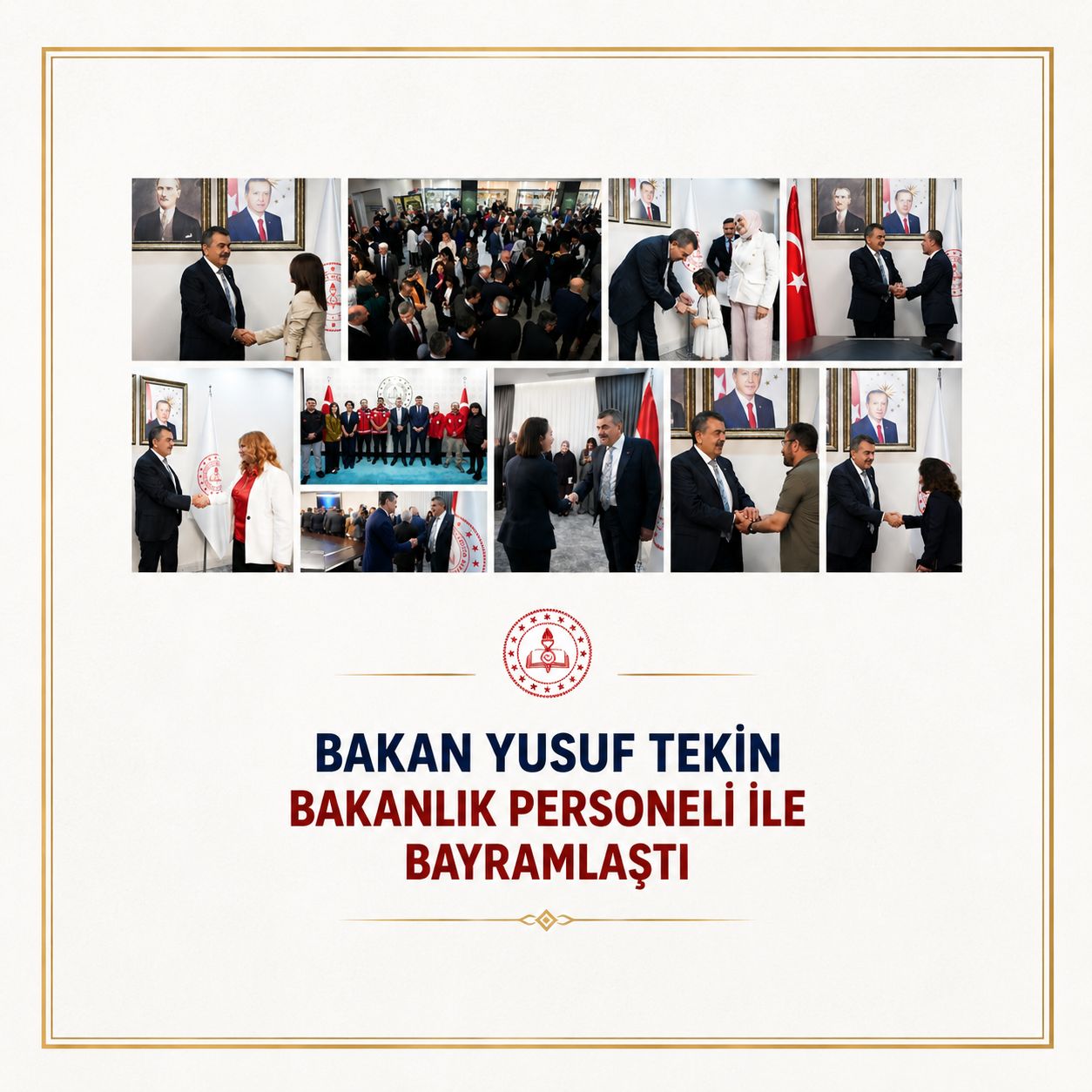 Bakan Yusuf Tekin bakanlık personeli ile bayramlaştı