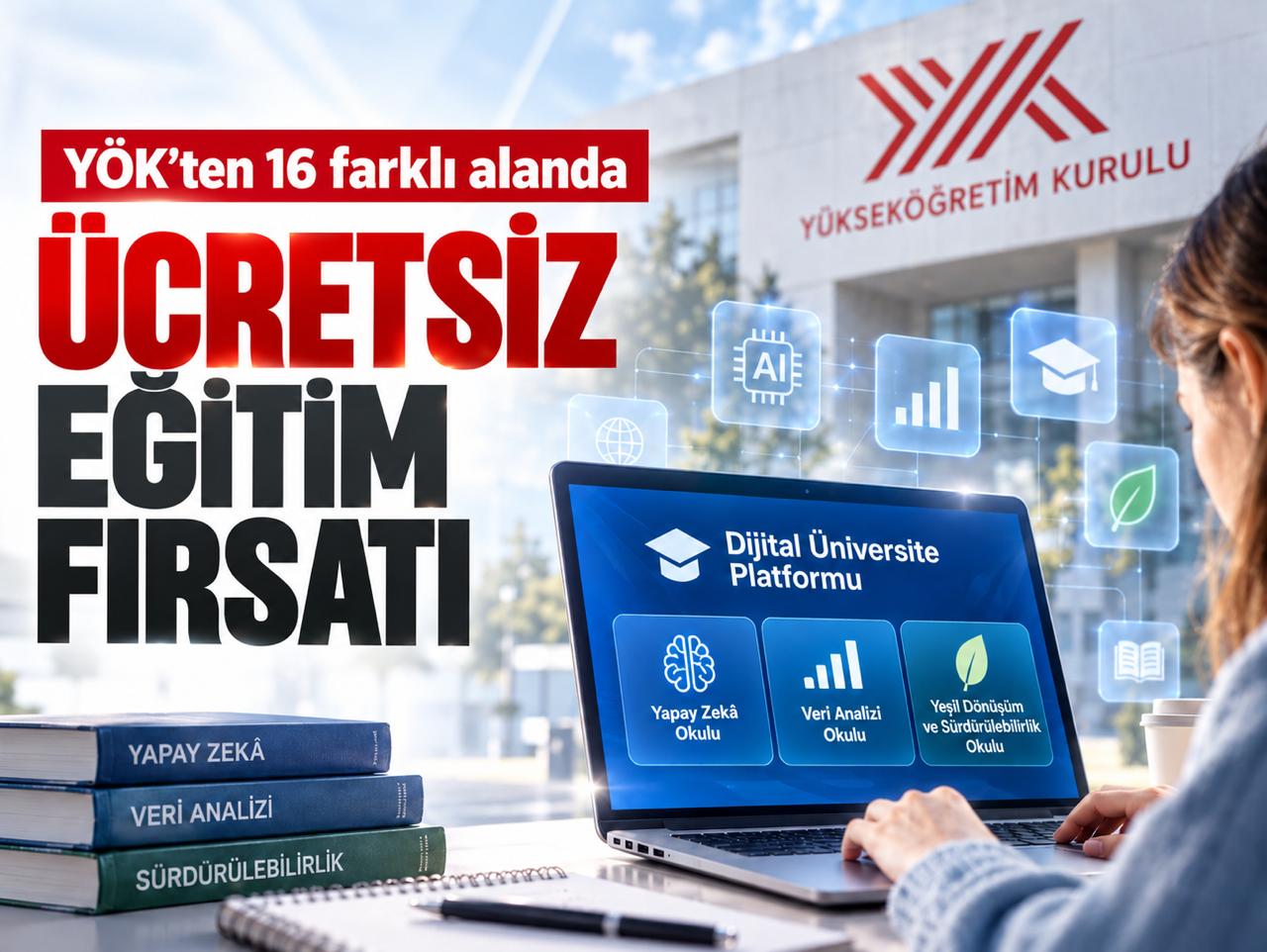 YÖK'ten 16 alanda ücretsiz eğitim: Başvurular devam ediyor
