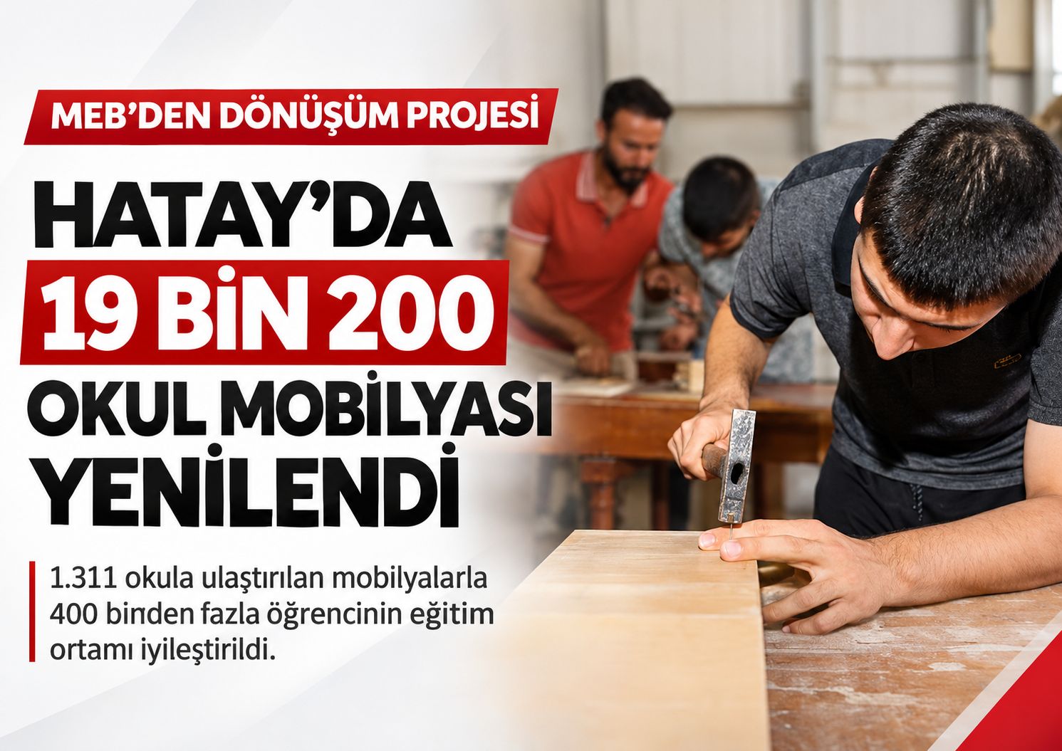 Hatay'da 19 bin 200 okul mobilyası yeniden kullanıma kazandırıldı